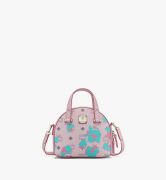 TÚI MCM MINI ESSENTIAL HALF MOON TOTE IN FLORAL LEOPARD - Leoforal Powder Pink