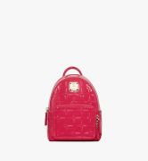 BALO MCM STARK BEBE DIAMOND BACKPACK IN MONOGRAM LEATHER - Teaberry (Red)