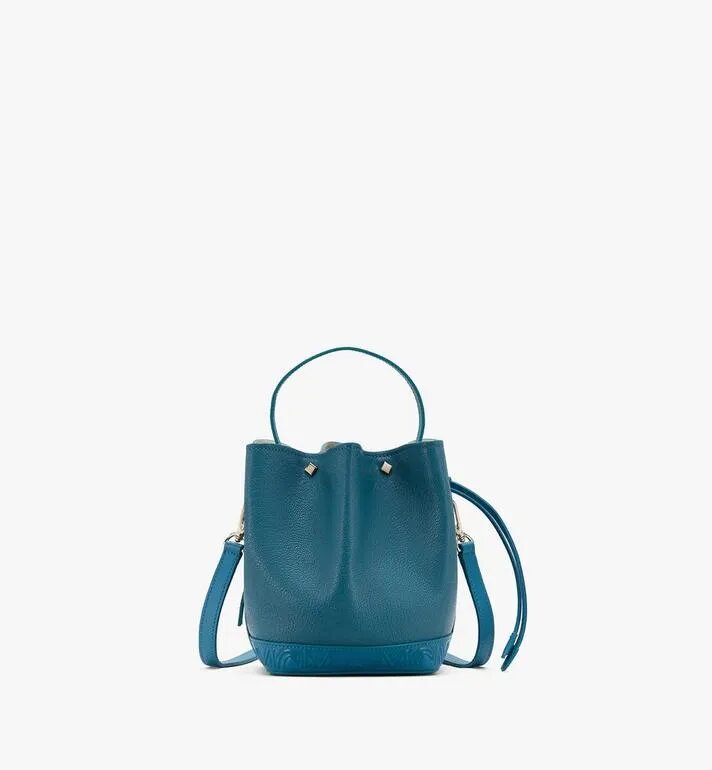 TÚI MCM MINI - MILANO DRAWSTRING BAG IN GOATSKIN LEATHER - Deep Lagoon