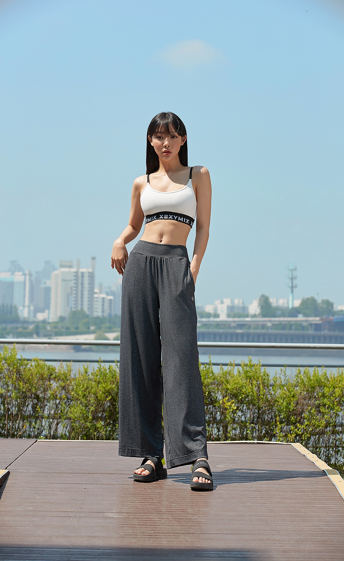 KOREA FITNESS - ĐỒ TẬP HÀN QUỐC - Herald Wide Pants - Dark Melange