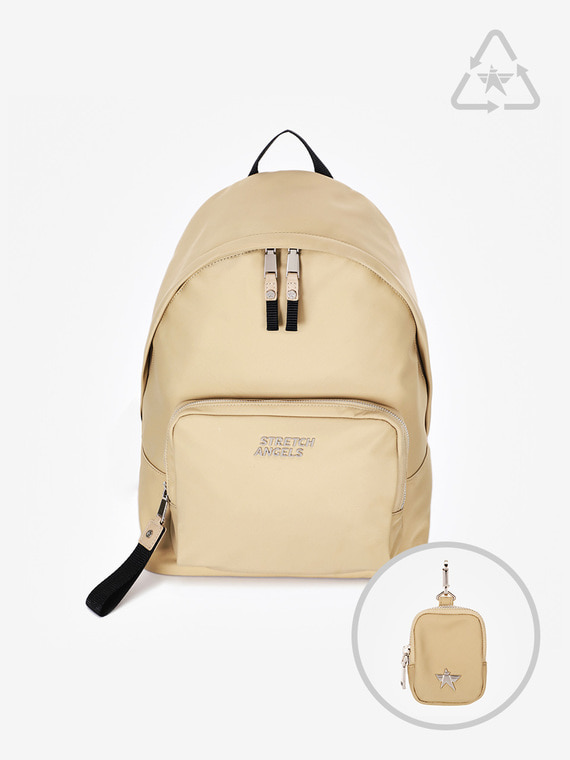 TÚI STRETCH ANGELS - RECYCLED NYLON BACKPACK - BEIGE