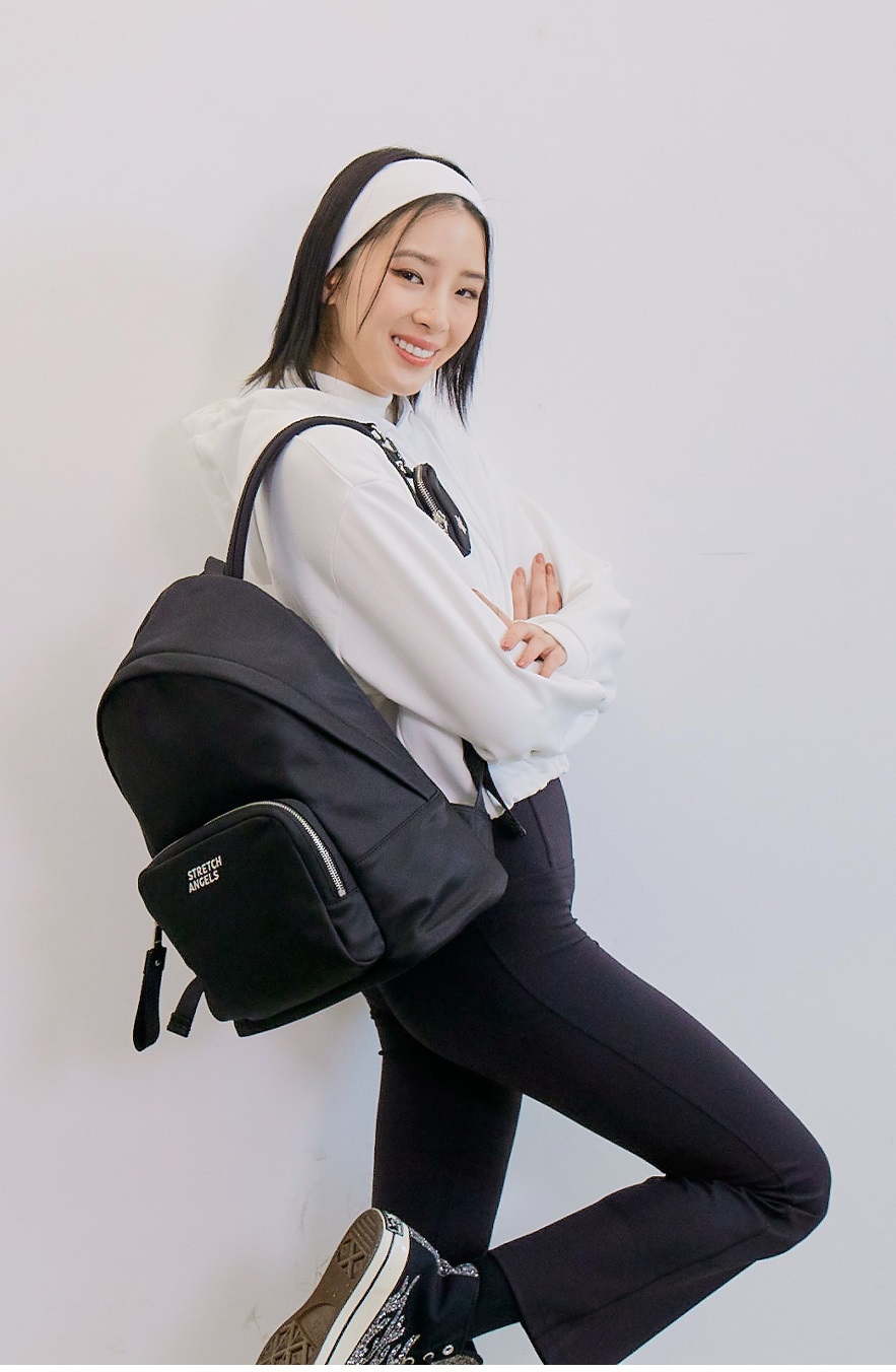 TÚI STRETCH ANGELS - RECYCLED NYLON BACKPACK - BLACK