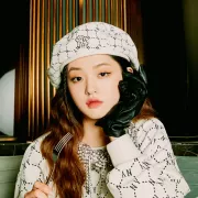 NÓN MLB MONOGRAM DIAMOND WOOL BERET - CREAM