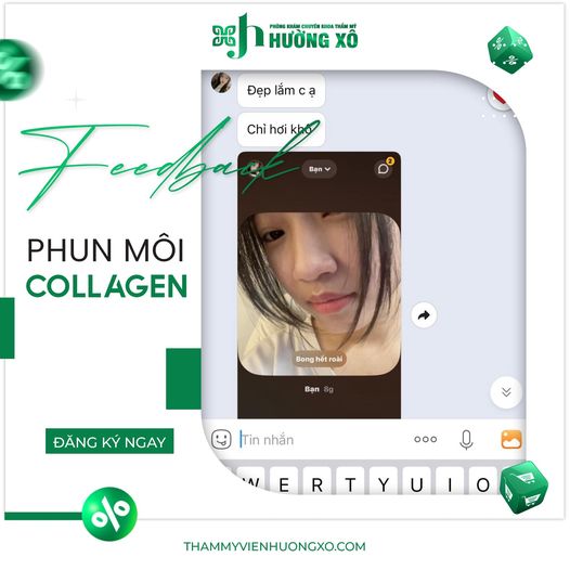 Phun môi collagen