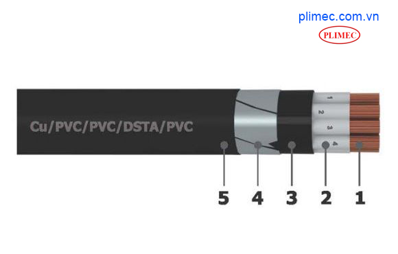 Cáp ngầm điều khiển Cu/PVC/PVC/DSTA/PVC-7x15sqm