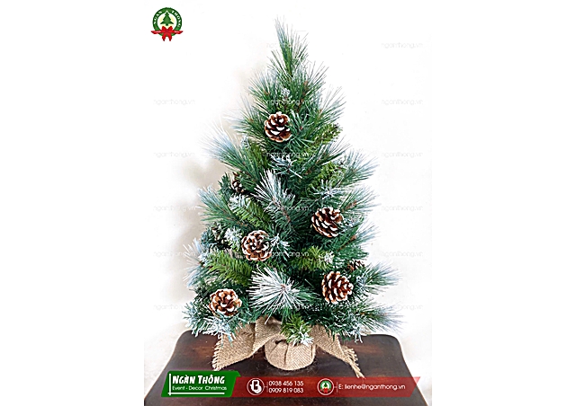 CÂY THÔNG MINI 3 LOẠI LÁ PHUN SƠN GẮN TRÁI THÔNG