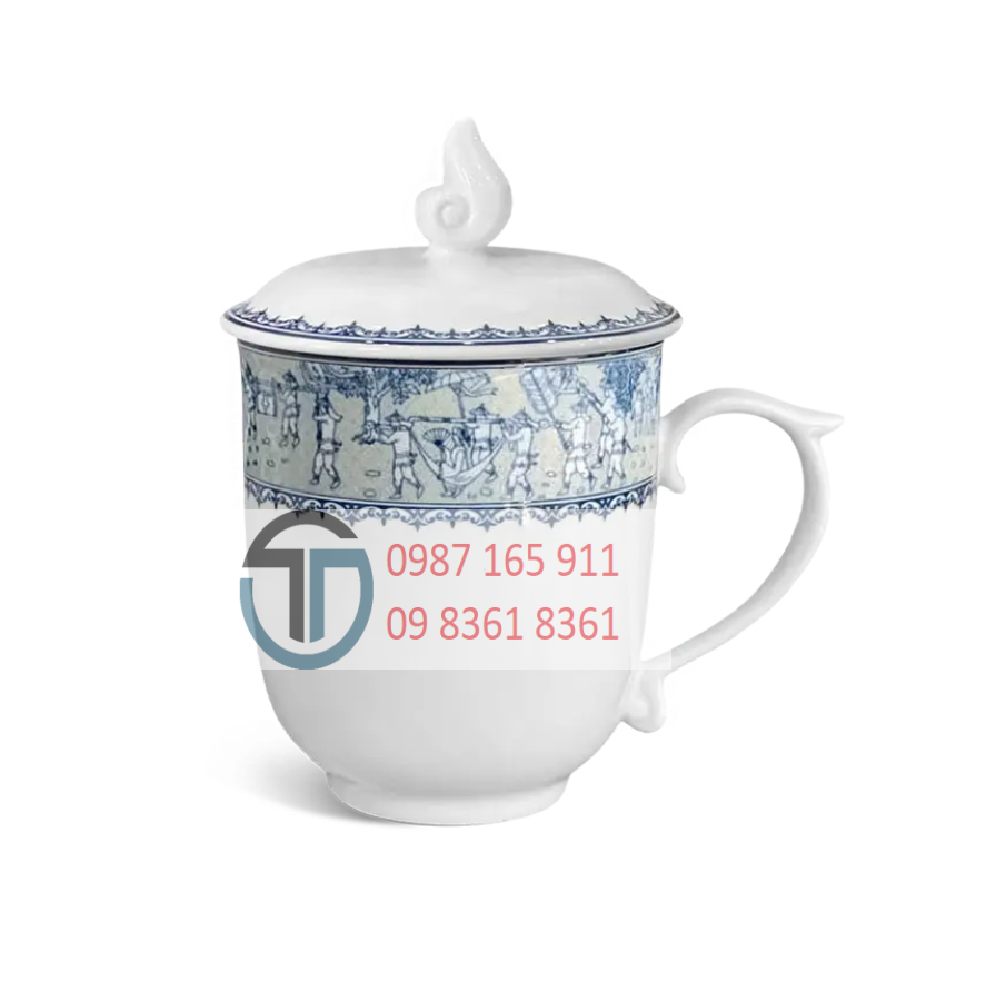 Ca trà + nắp mẫu đơn Minh Long Vinh Quy Nhạt, loại 0,3 lít