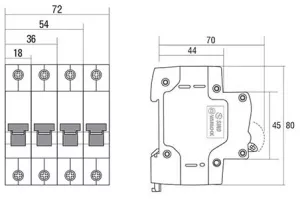 MCB PS45N 4P 4.5KA 6A PS45N-C4006