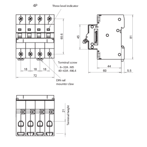 MCB BD-63-4P 6KA 6A BBD4064CNV