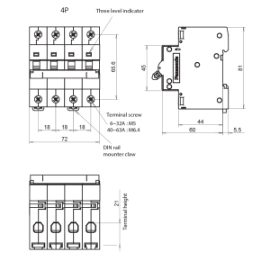 MCB BD-63-4P 6KA 6A BBD4064CNV
