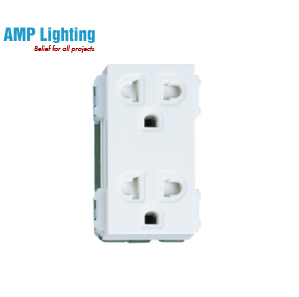 Ổ CẮM ĐÔI CÓ MÀN CHE VÀ DÂY NỐI ĐẤT WEV1582-7