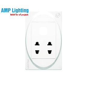 Ổ CẮM ĐÔI 2 CHẤU & 1 LỖ R6821 ROMAN