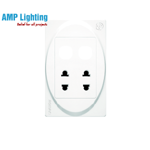 Ổ CẮM ĐÔI 2 CHẤU & 2 LỖ R6822 ROMAN