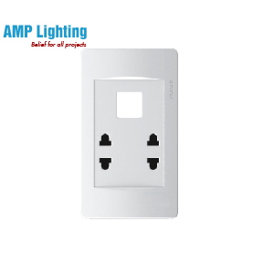 Ổ CẮM ĐÔI 2 CHẤU & 1 LỖ RVB821 ROMAN
