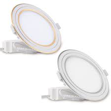 Đèn LED Panel tròn đổi mầu 9W viền vàng/bạc D PT05L ĐM 135/9W Rạng Đông
