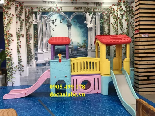 Nhà Chòi 2 Khối Cầu TRượt Liên Hoàn Cho Bé Đẹp, Hiện Đại, Chất Lượng