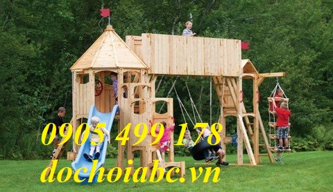 mua bán bộ cầu trượt liên hoàn gỗ cho bé mầm non vui chơi - uy tín nhất