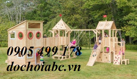 Bộ cầu trượt liên hoàn gỗ mầm non ngoài trời giá tốt nhất tại sài gòn
