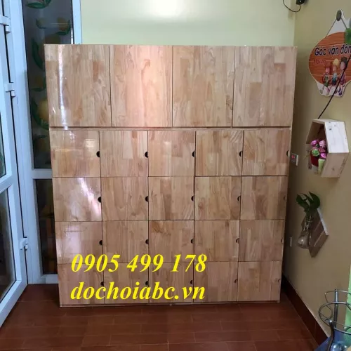 TỦ ĐỂ ĐỒ CHO BÉ MẦM NON BẰNG GỖ TỰ NHIÊN