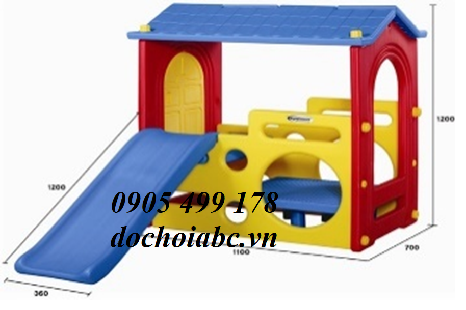 NHÀ CHƠI CẦU TRƯỢT MÁI NHÀ ĐƠN CHO BÉ MẦM NON ABC - 004