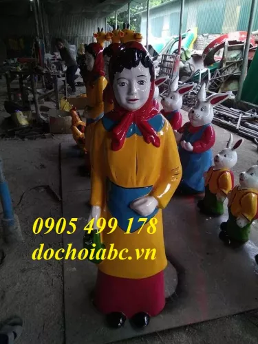 TƯỢNG CÔ BÉ QUÀNG KHĂN ĐỎ VƯỜN CỔ TÍCH ABC157 - 008