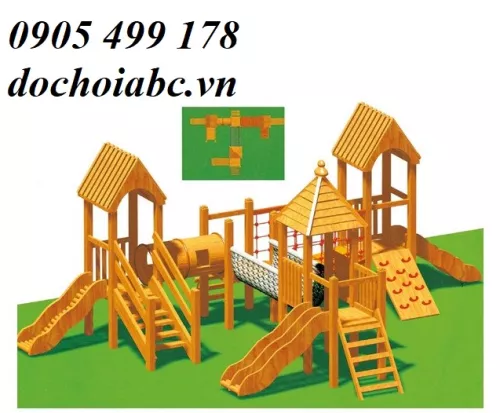 BỘ CẦU TRƯỢT LIÊN HOÀN BẰNG GỖ MẦM NON CHO BÉ ABC - 016