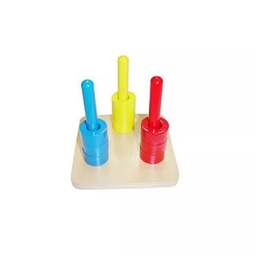 Các Đĩa/ Dĩa tròn nhiều màu Xếp trên ba Trục đứng