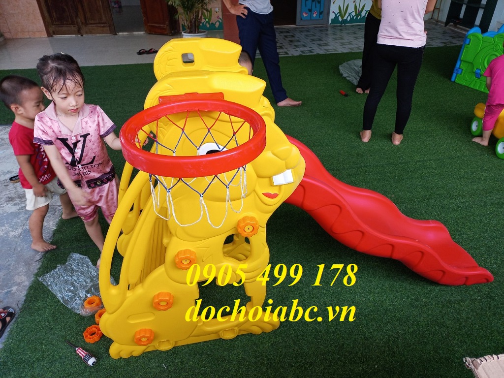 CẦU TRƯỢT BÓNG RỔ CON THỎ CHO BÉ MẦM NON