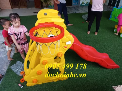 CẦU TRƯỢT BÓNG RỔ CON THỎ CHO BÉ MẦM NON