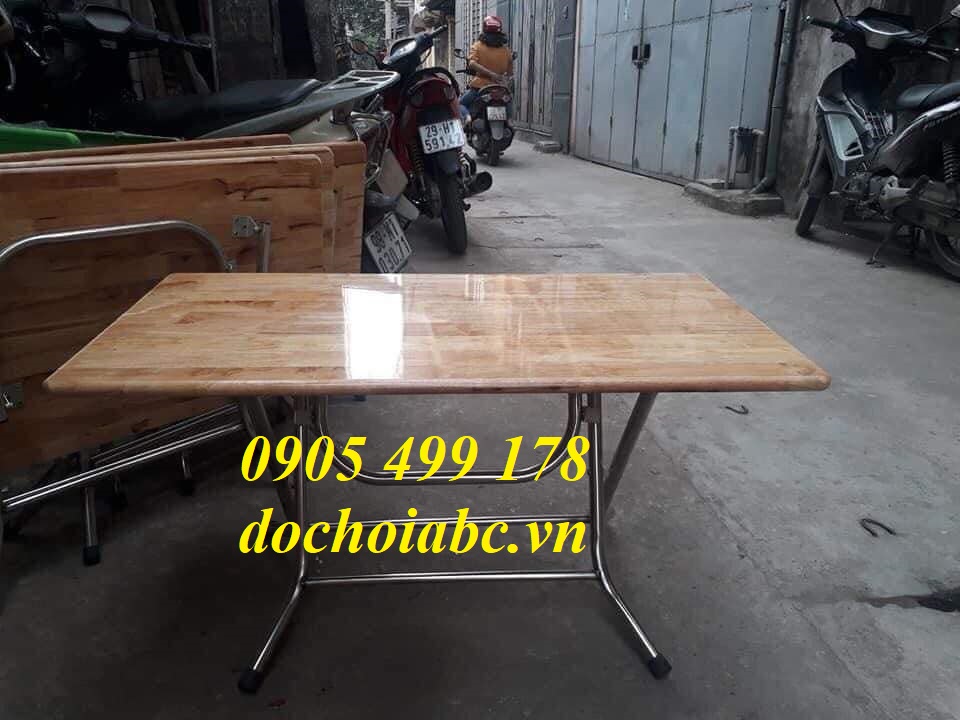 BÀN GỖ CHÂN INOX MẦM NON