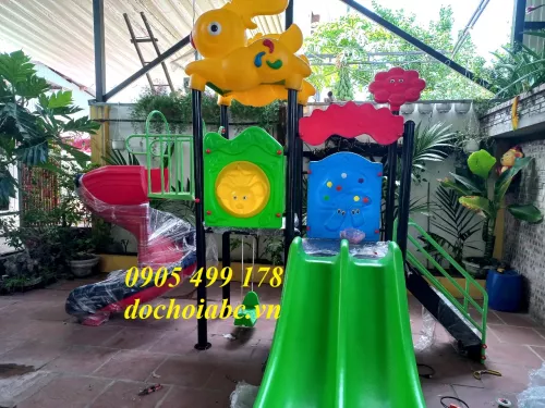 BỘ THANG LEO CẦU TRƯỢT XÍCH ĐU NGOÀI TRỜI CHO BÉ MẦM NON