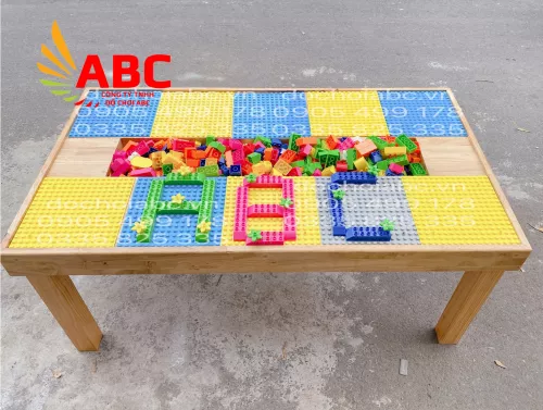 Bàn xếp hình lego cho bé bằng Gỗ