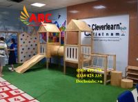 Cầu trượt liên hoàn bằng gỗ cho bé