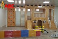 Bộ cầu trượt lên hoàn gỗ trong nhà cho bé mầm non
