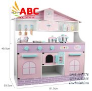 Bộ đồ chơi nhà bếp nấu ăn màu hồng cho bé