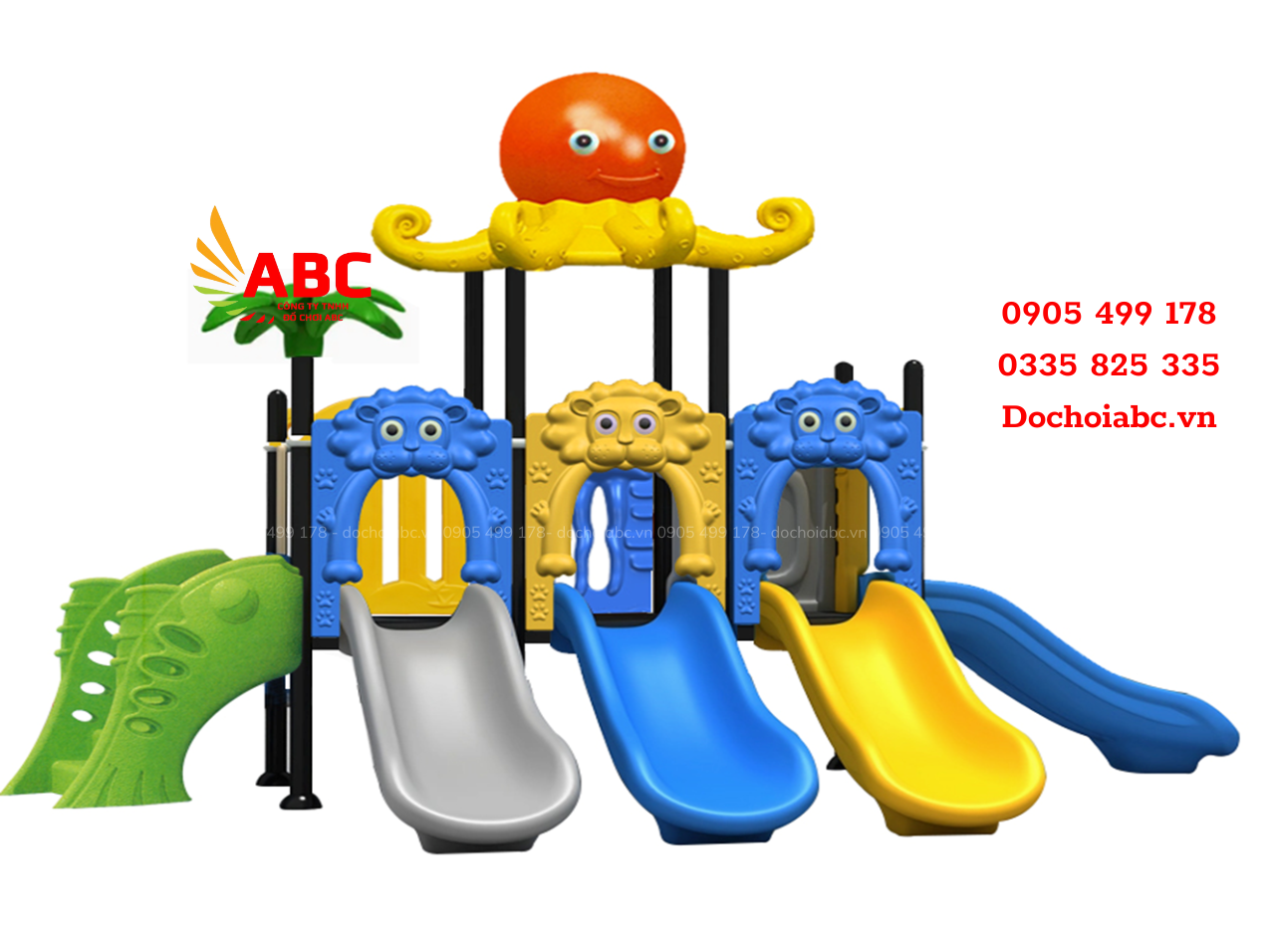 Cầu trượt liên hoàn 4 máng trượt đơn
