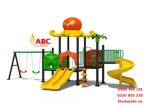 Cầu trượt liên hoàn xích đu cho bé ngoài trời