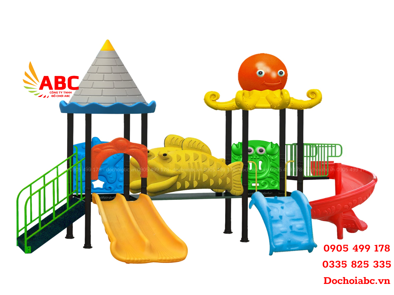 Bộ cầu trượt liên hoàn ngoài trời cho bé mầm non
