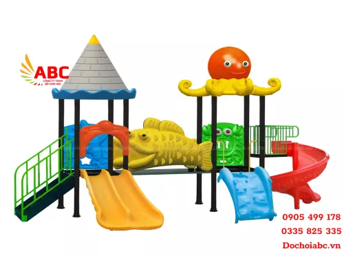 Bộ cầu trượt liên hoàn ngoài trời cho bé mầm non