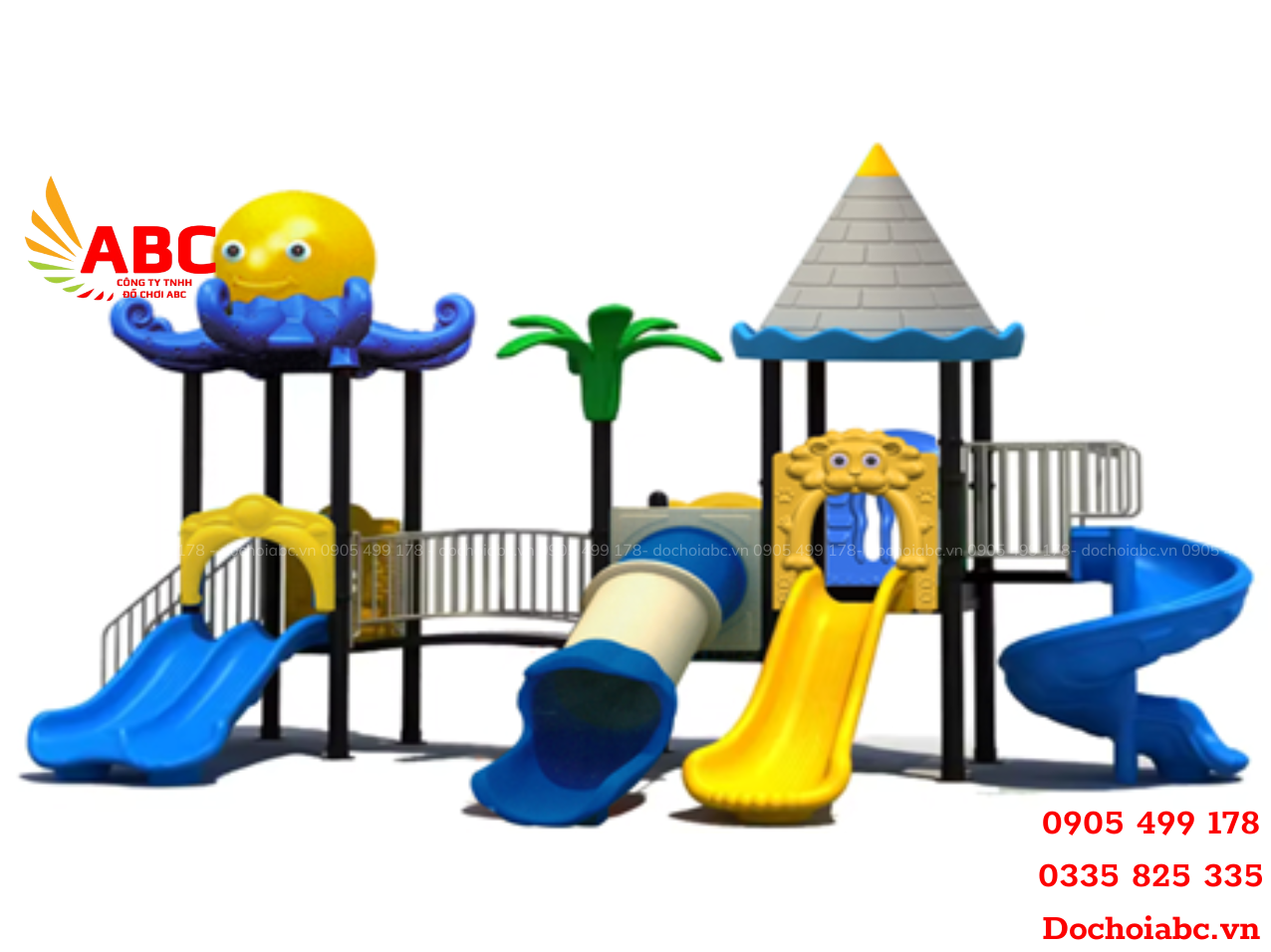 Cầu trượt liên hoàn 2 khối ngoài trời