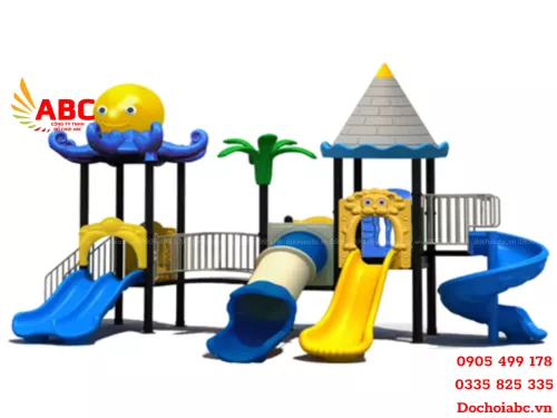 Cầu trượt liên hoàn 2 khối ngoài trời