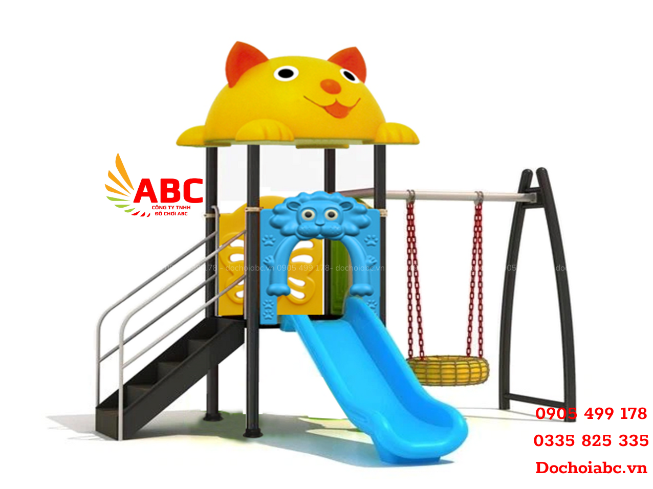 Cầu trượt xích đu liên hoàn kết hợp xích đu 1 ghế ngồi