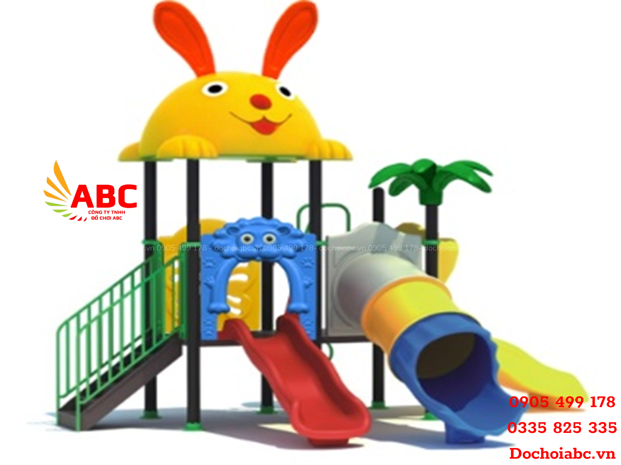 Cầu trượt liên hoàn 1 khối mái hình thỏ đáng yêu