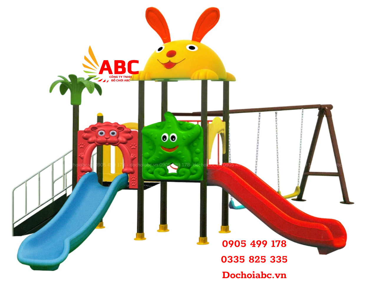 Cầu trượt xích đu liên hoàn mái thỏ
