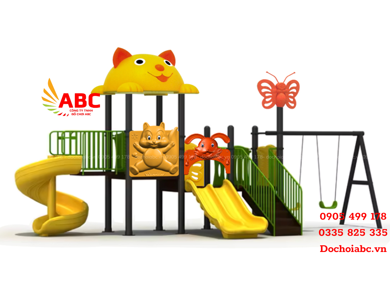 Cầu trượt mái mèo liên hoàn cầu thăng bằng dao động