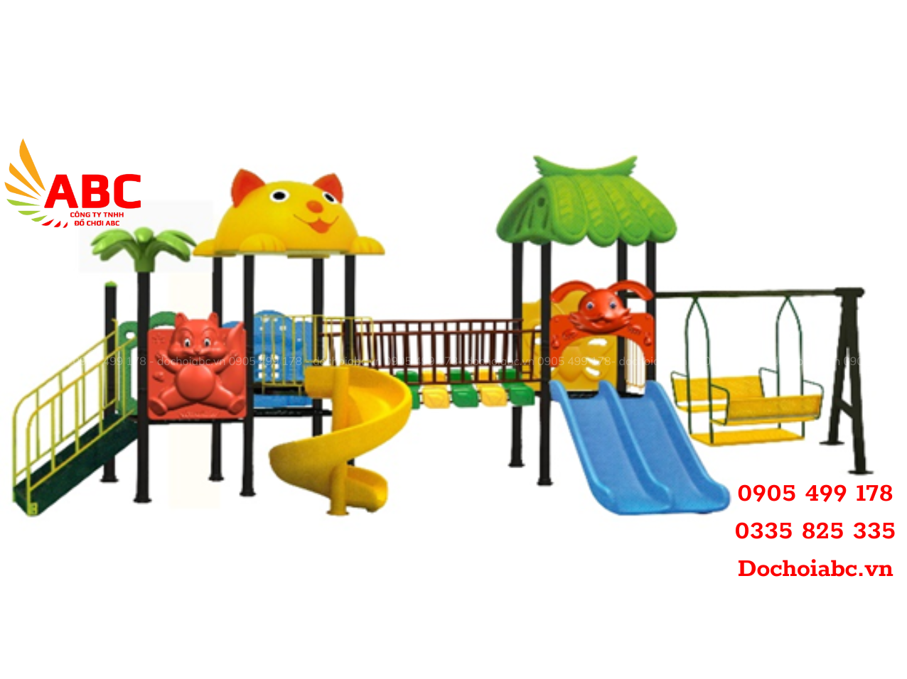 Vận động đa năng 2 khối cầu trượt liên hoàn xích đu