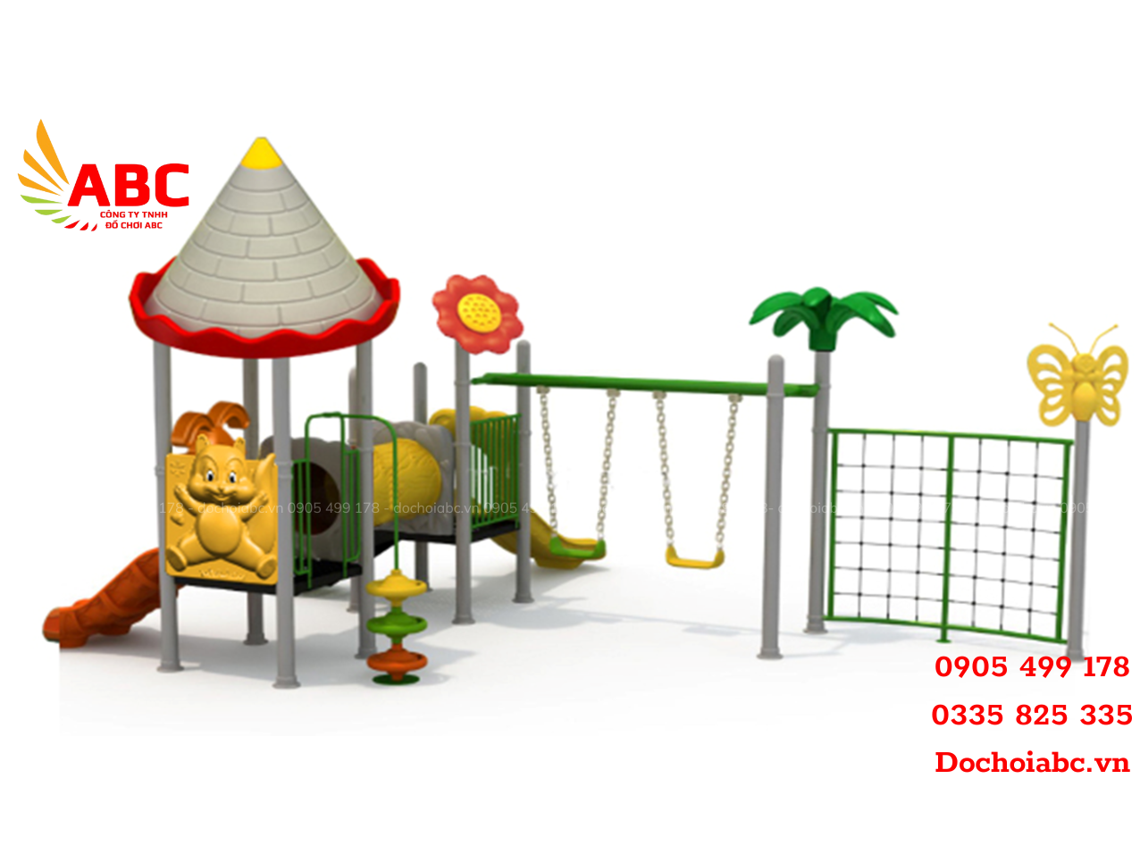Cầu trượt xích đu liên hoàn kết hợp thang leo trèo