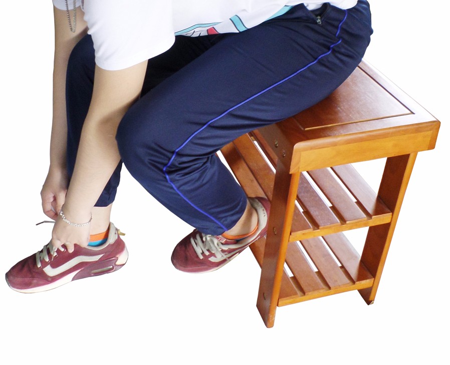 KỆ GIÀY KẾT HỢP GHẾ NGỒI BẰNG GỖ (VÀNG CÁNH GIÁN)