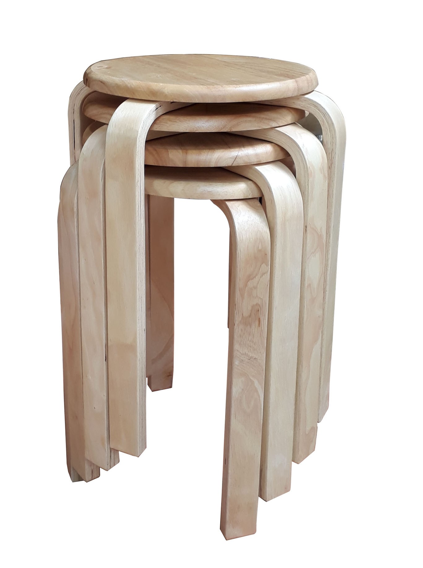 BỘ 4 GHẾ CAFE MẶT TRÒN CHÂN DẸT CAO 45CM BẰNG GỖ (TỰ NHIÊN)