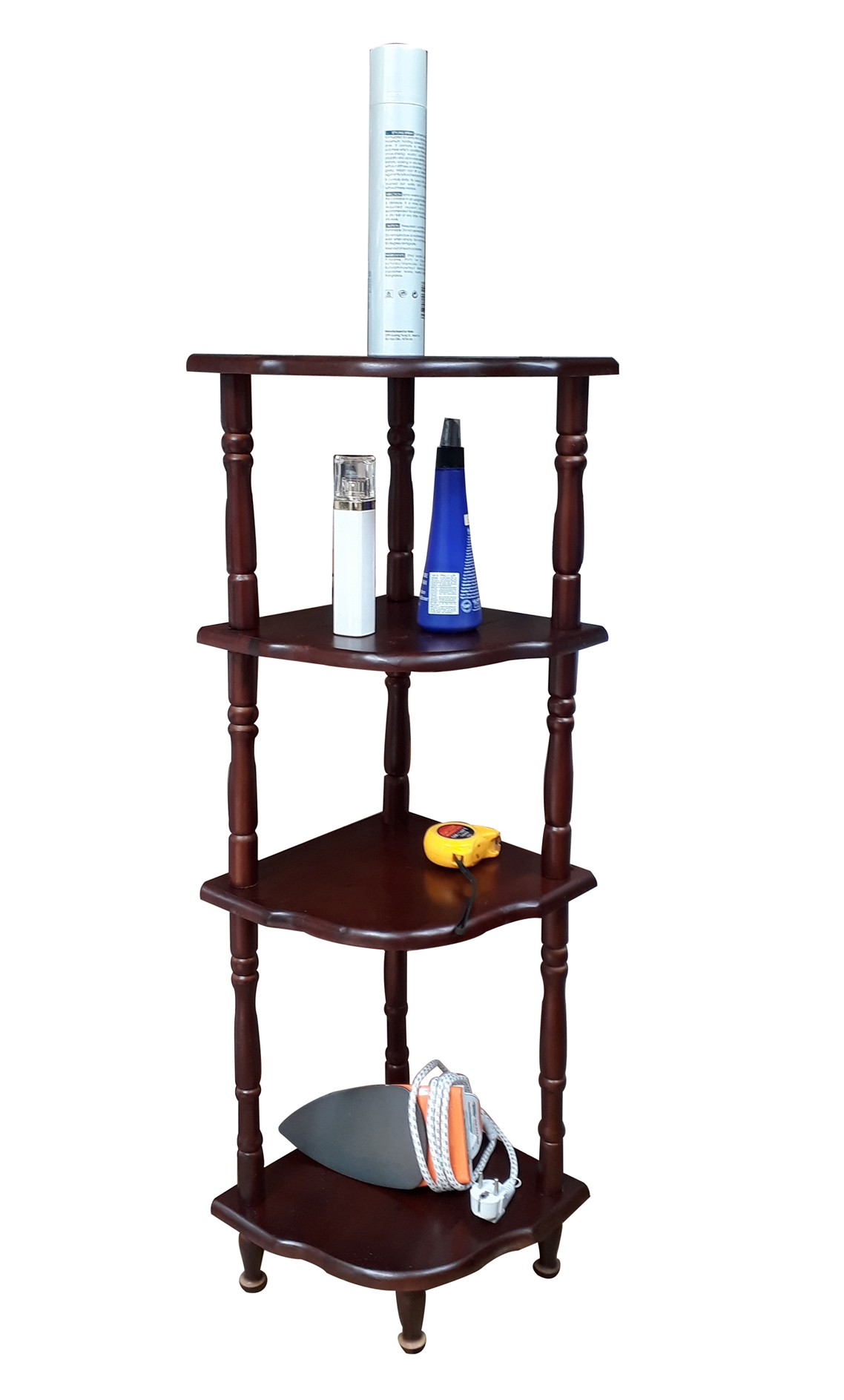 KỆ GÓC 4 TẦNG NHỎ BẰNG GỖ (NÂU)